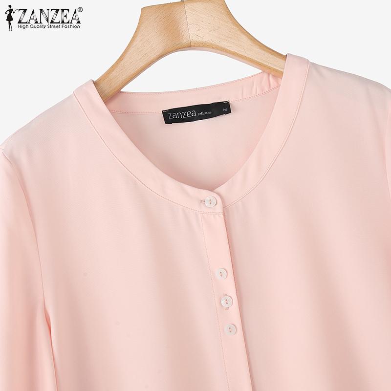 ZANZEA Women Casual Floral Print 3/4 Sleeve Loose Round Neck Blouse