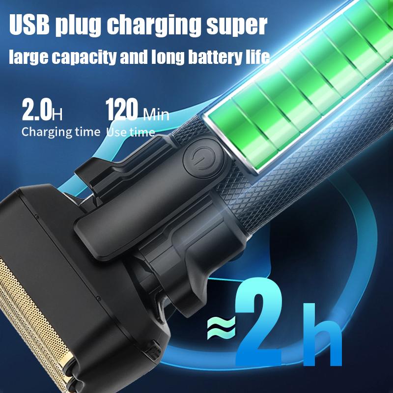 Men's Digital Display Shaver 3 Blade Net Reciprocating Shaver Bald Hair Clipper Whitening Beard Shaver