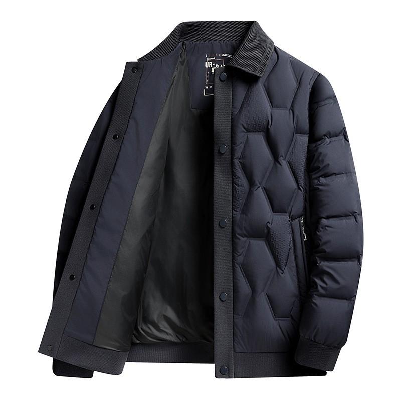 Mens 90% White Duck Down Puffer Jacket Winter Warm Casual Coat European Style Notched Collar