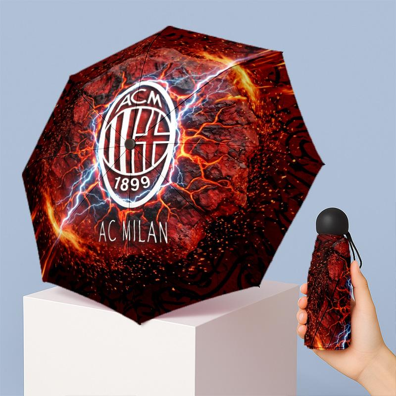 AC Milan Рисунок Печатный Мини 5 Сложений 8 Спиц Компактный Зонт Ветрозащитный Водонепроницаемый Легкий Портативный Складной