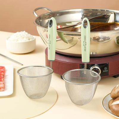Ложка из нержавеющей стали 304 с мелкой сеткой, подвесная, для фильтрации горячего бульона, ложка-дуршлаг с пластиковой ручкой, кухонная утварь