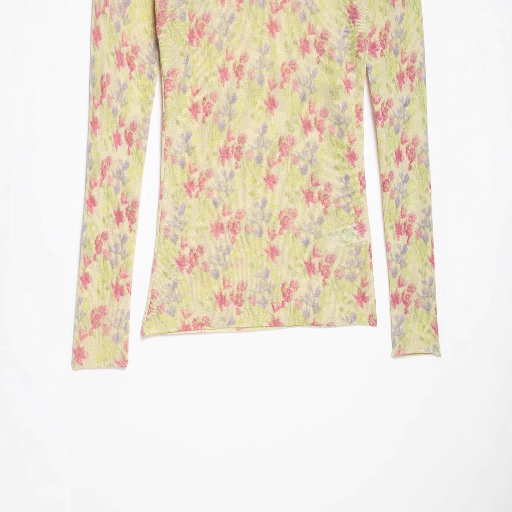 European and American style, new women's clothing, fashionable versatile and slim-fitting personalized flower-printed knitted sweater and top