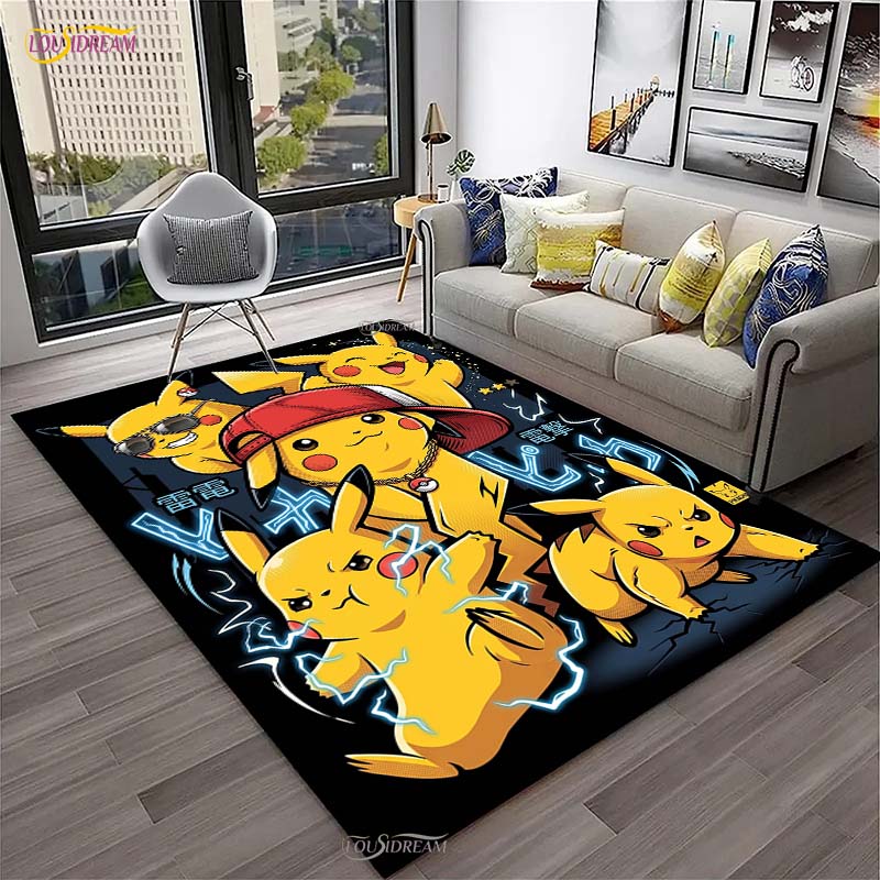 Cartoon AMINE-RAI-CHU-P-POKEM Area UnSlip Rug for Living Room,Bedroom,Playroom,Kitchen,Door Floor Mat Decor Carpet Gift Alfombra