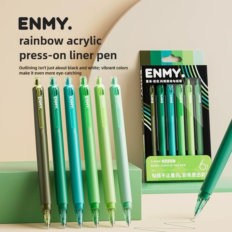ENMY 48/6 Цветов Акриловая Гелевая Ручка Не Размазывается Не Пропускает Радужный Цвет 0.6мм Художественная Ручка для Рисования Канцелярские Товары Школьные Принадлежности PK Languo