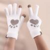 Простые эластичные женские вязаные шерстяные варежки с кошачьими лапками, перчатки для вождения, перчатки женские