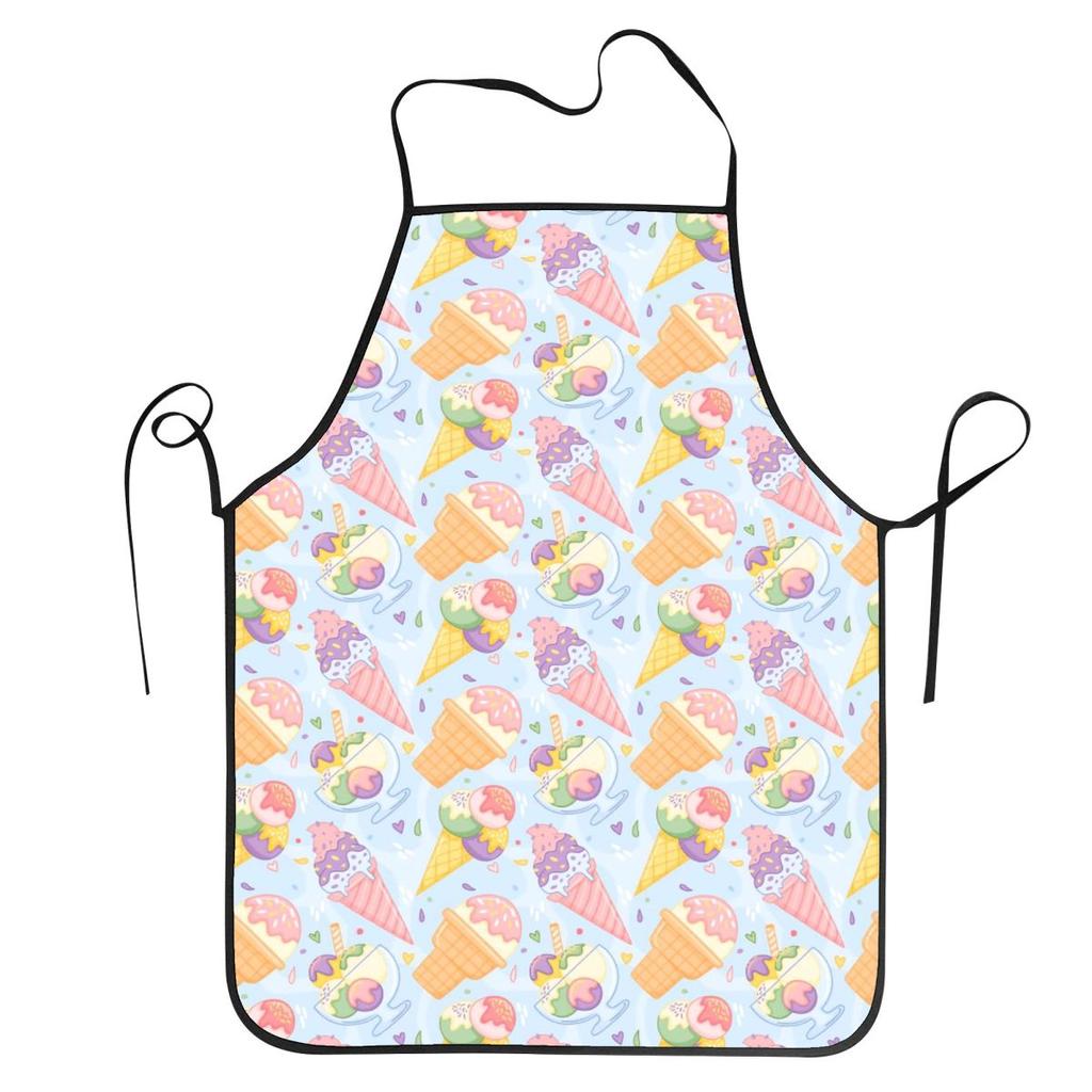Multisize Ice Cream With Colorful Cone Design Aprons Chef Baking Tablier Bib Kitchen Cleaning Pinafore for Women Men Gardening
