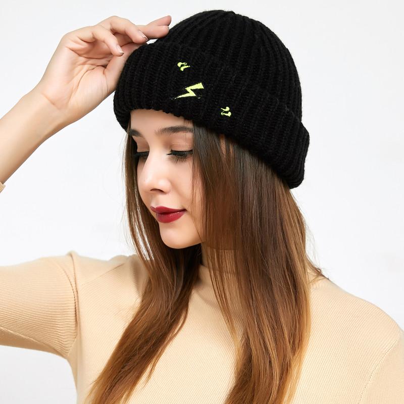 Модная шапка для мужчин и женщин, вязаная шапка унисекс, зимняя шерстяная вышитая теплая шапка для женщин, модные аксессуары