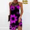 Летнее модное сексуальное платье без рукавов, мягкое повседневное платье с 3D принтом подсолнечника, платье на бретельках без рукавов, летнее платье на подтяжках