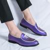 Stylish Purple Men's Loafers Large Size 46 Luxury Leather Casual Shoes Man Designer Shoes Lightweight Slip-on Flat Shoes For Man