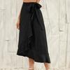 Summer One Piece Lace-Up Long Irregular Solid Color Halter Skirt