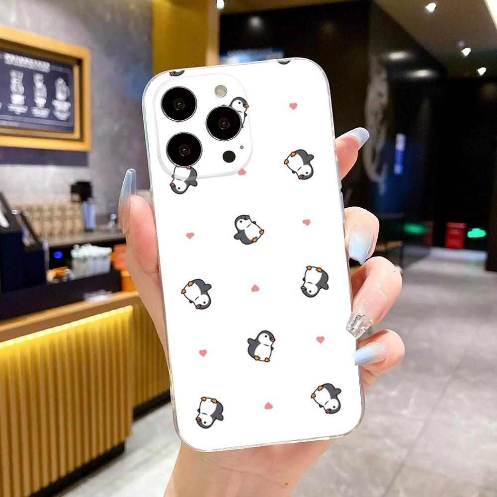 Милый чехол для телефона с пингвином для iPhone Apple 15,14,13,12,Mini,11,Pro,Max,Plus,X,XR,XS,8,SE,2020,Plus Прозрачный чехол