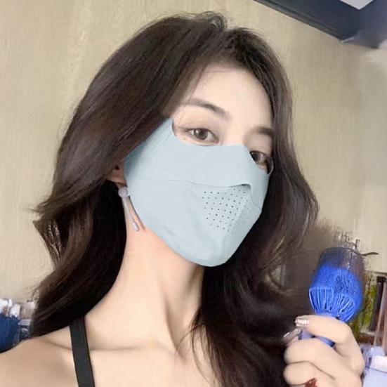 Защитная маска для лица, бесшовная, дышащая, с отверстиями, солнцезащитный крем, 3D, тонкий дизайн, защитная маска для лица UPF 50, дышащая, из ледяного шелка, защитная маска для лица