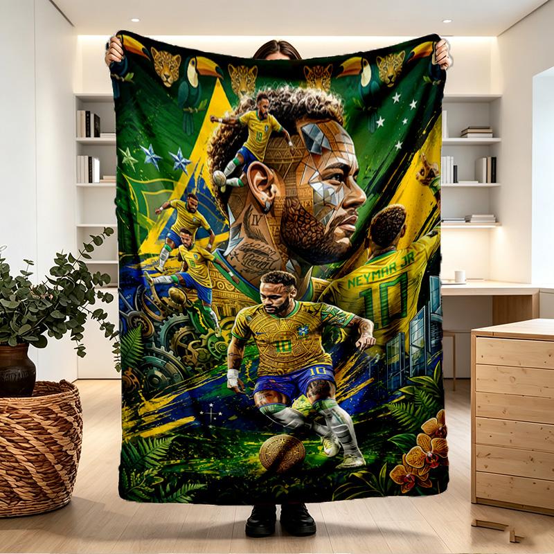 Neymar Jr Print Blanket - Soft & Comfortable, for Bedroom, Travel, Sofa, Home Decoration - Birthday Christmas Gift for Friend