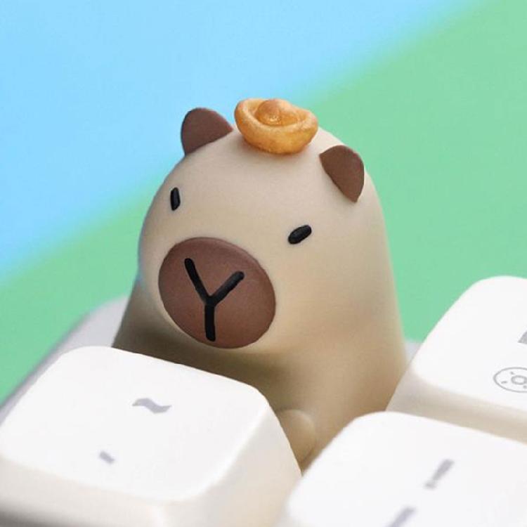 Цветные градиентные кейкапы из смолы с изображением капибары Компактный размер Легкая конструкция Для механических переключателей