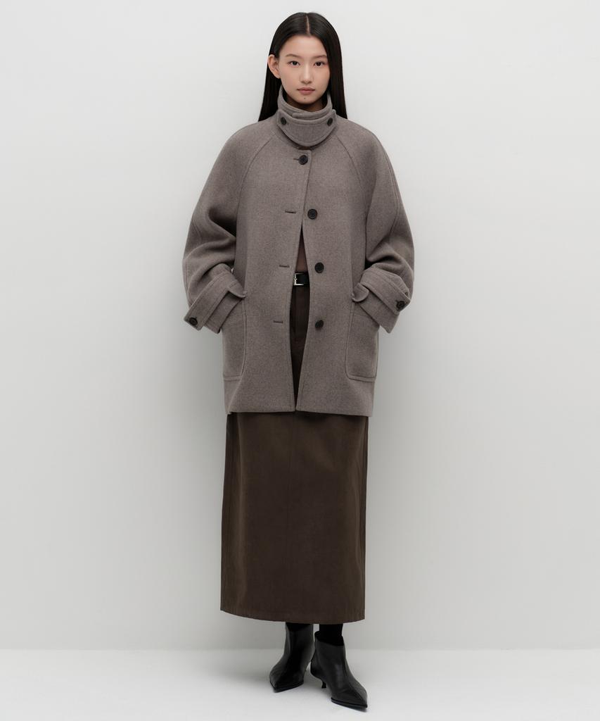MUSINSA STANDARD WOMAN Women'S Cashmere Blend Half Balmacaan Coat [Taupe]