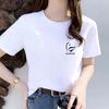Женская повседневная белая футболка с коротким рукавом, свободная, с круглым вырезом и принтом-буквой, лето 2026