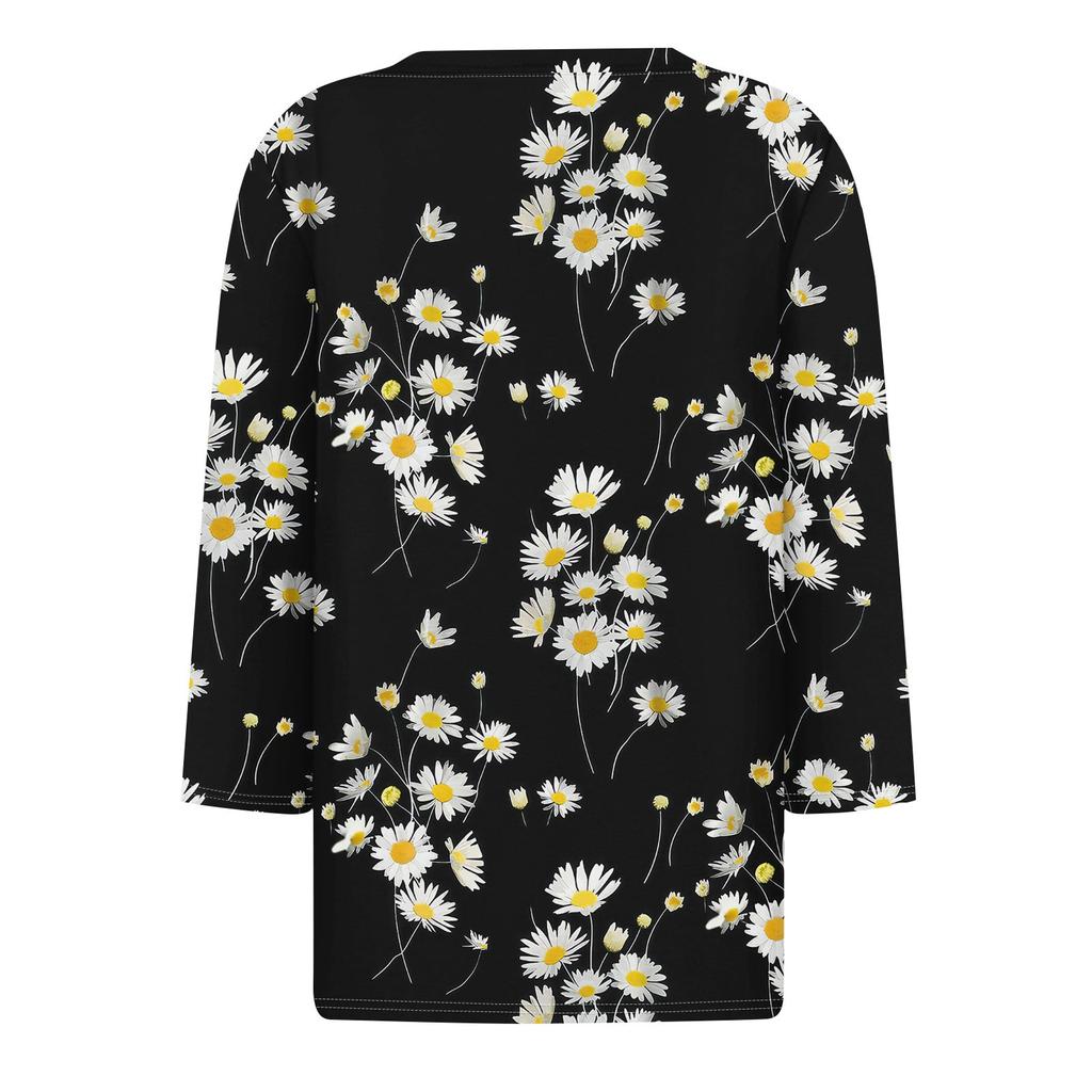 Women's T Shirt Tee Printed 3/4 Sleeve Daily Weekend Fashion Basic V Neck Regular Top