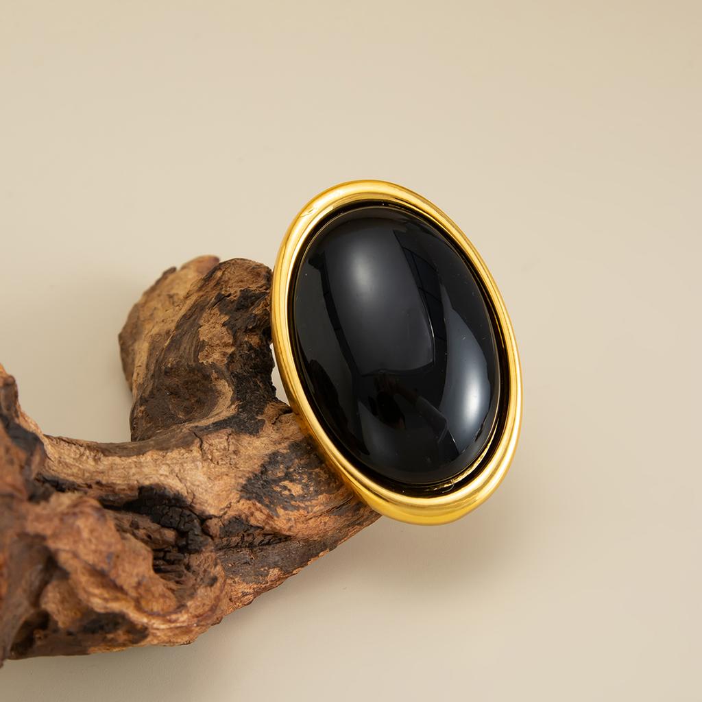 Salircon Classic Simple Geometry Red Oval Resin Finger Ring Women Vintage Elegant Rings Charm Party Accessories Jewelry Gift