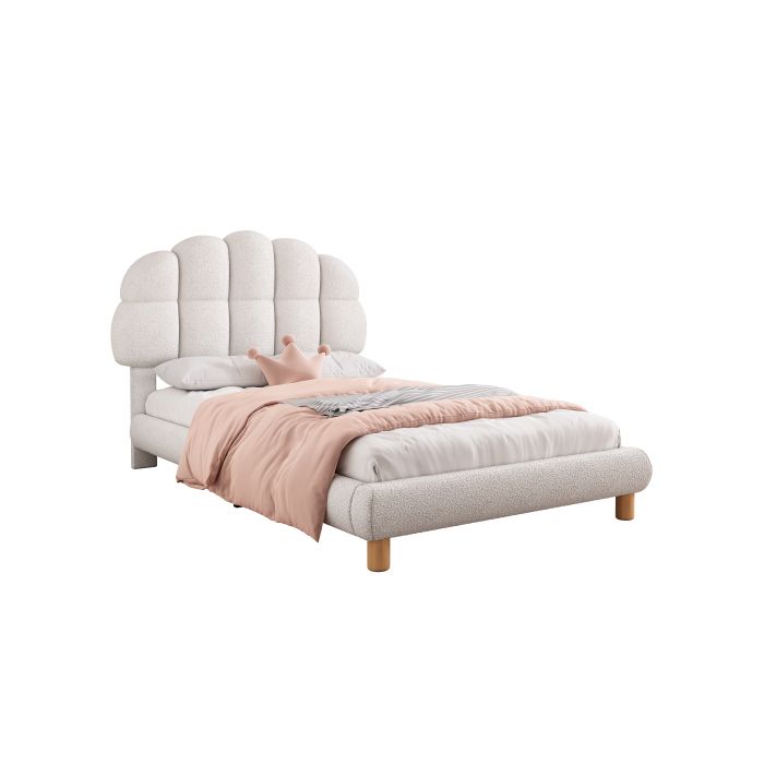 Односпальная кровать - MUVOE - 90x200см - Мягкая - МДФ - Белая