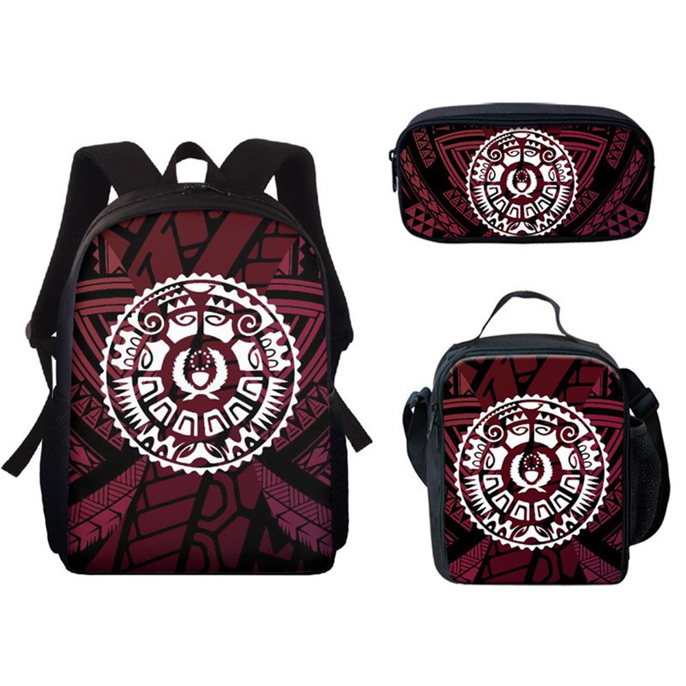 Trendy Popular Peculiar New Polynesian Tribe 3D Print 3pcs/Set Student School Bags Laptop Daypack Backpack Lunch bag Pencil Case