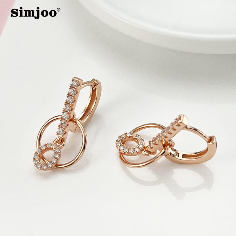 SIMJOO Advanced Feel круглые серьги с цирконием женские модные серьги цвета розового золота