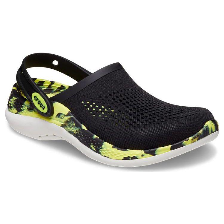 Crocs LiteRide 360 Мраморный узор Унисекс Черные Дышащие Вьетнамки из ЭВА для Улицы и Пляжа 207634-02K