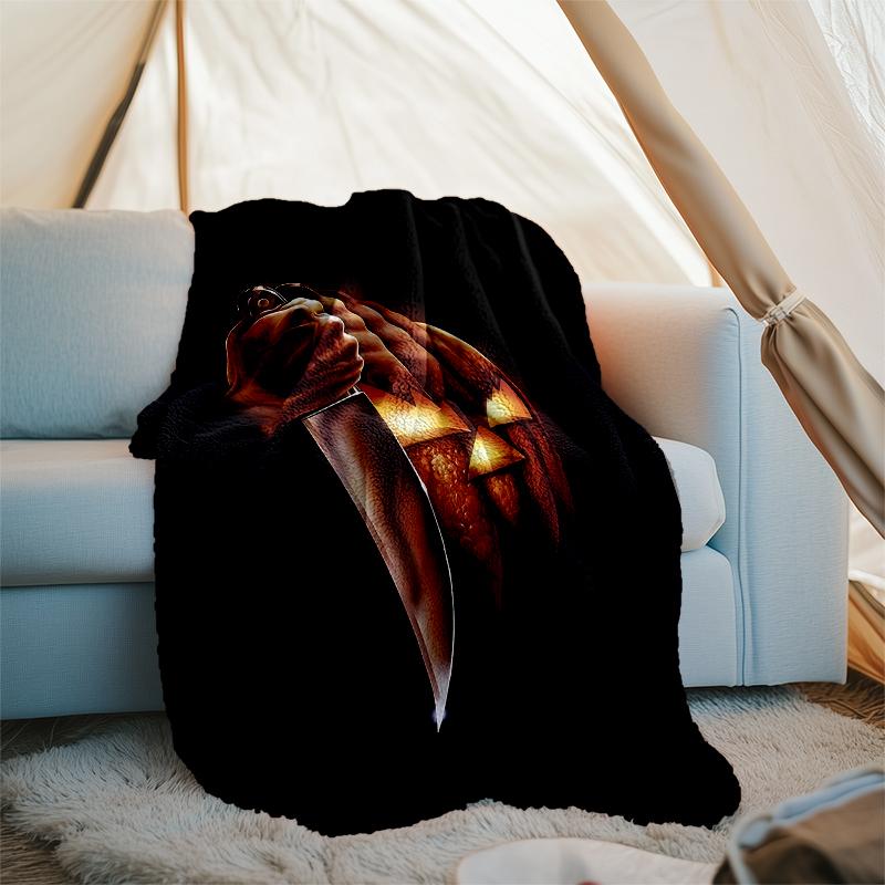 Плед с принтом на тему Хэллоуина - Идеально подходит для дивана, кровати, путешествий и использования на открытом воздухе | Можно стирать в машине, уютный и прочный.