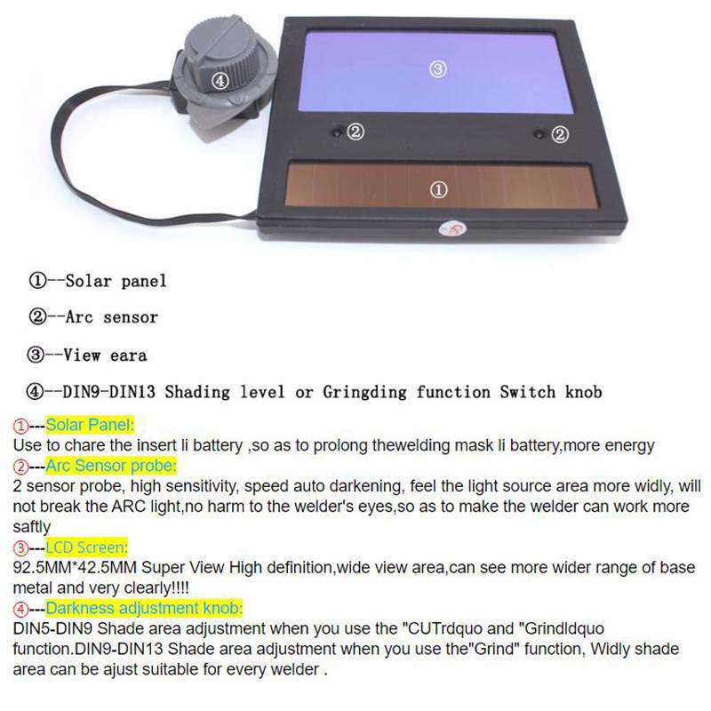 1 шт. автоматический солнечный затемняющий сварочный шлем Tig, маска для линз, очки, автоматический фильтр