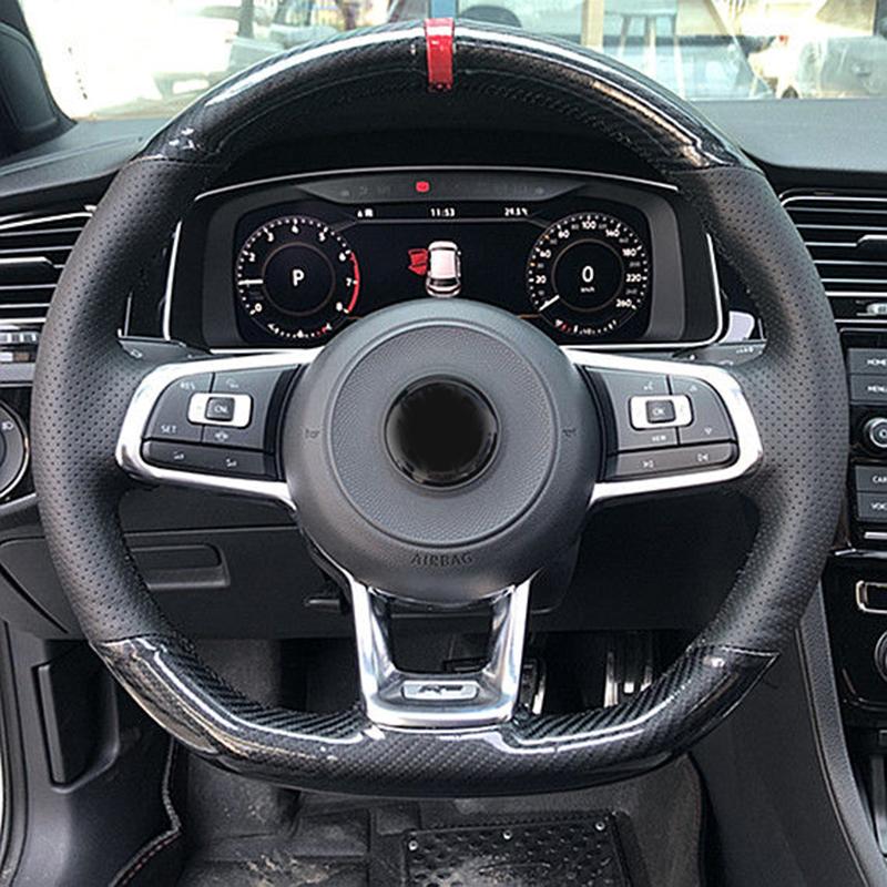 WCaRFun настроить черный замшевый чехол на руль автомобиля для Volkswagen VW Golf R MK7 Golf 7 GTI VW Polo GTI Scirocco 2015