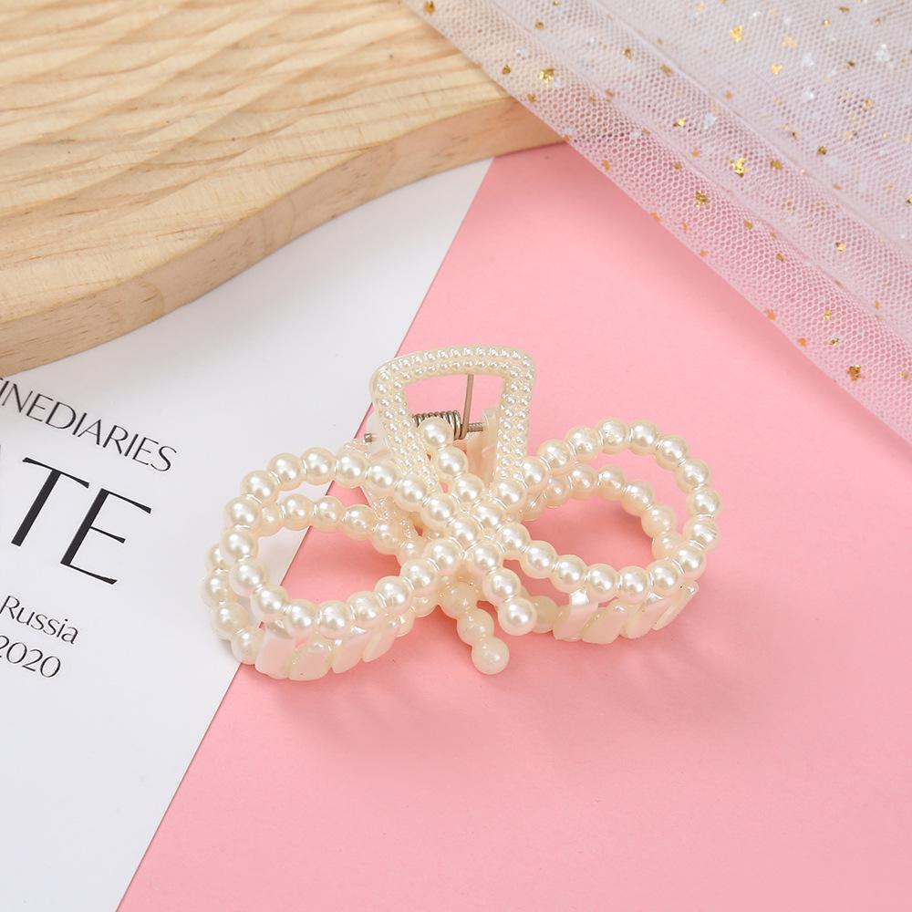 Корейская заколка для волос с бантом из жемчуга и геометрической акулой - простая и универсальная заколка для волос