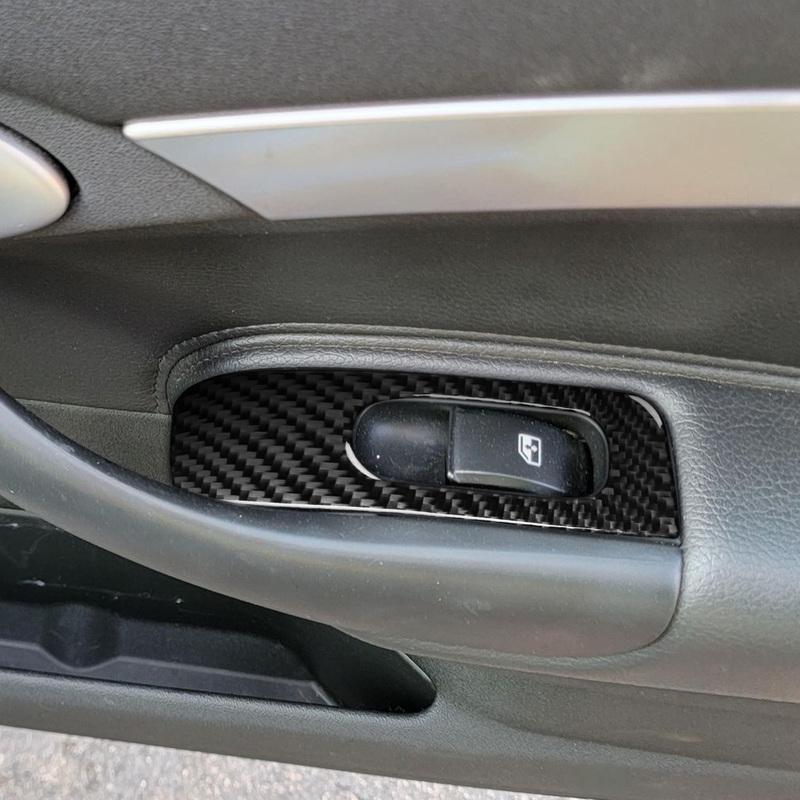 For Saab 9-3 2003-2011 Real Carbon Fiber Sticker Window Lift Control Button Panel Trim Cover Car Accessories Interior Decorative