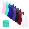 Kids Girls Sparkly Rhinestone Figure Skating Dress Ballet Gymnastics Leotard Tulle Dresses Lyrical Contemporary Dance Costumes