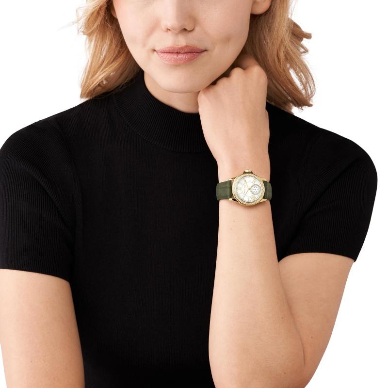 Michael Kors Мини-часы Everest с тремя стрелками из замши Амазон и кожи крокодила MK4720