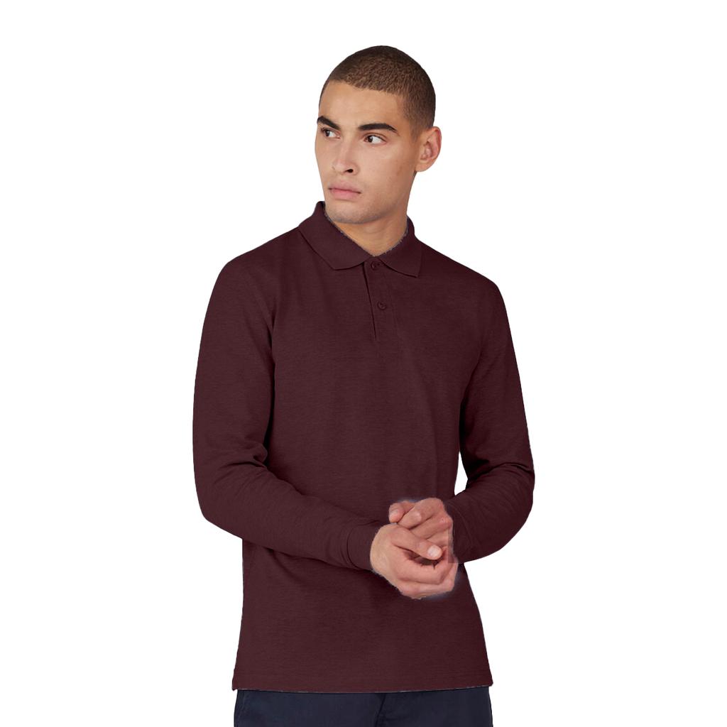 B&C Mens My Heather Long-Sleeved Polo Shirt