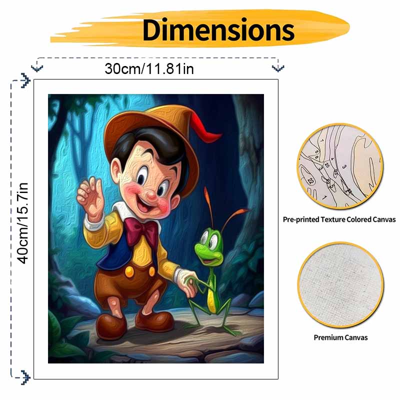 Disney Пиноккио и сверчок Набор для рисования своими руками Классический стиль Декор для дома Поделка Идея для подарка Холст Арт Декор стен Набор для рисования по номерам Комплект