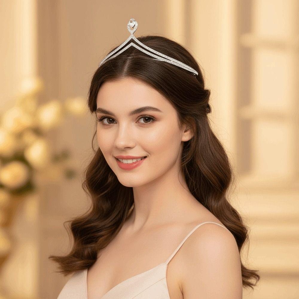 Simple Design Wedding Bride Crown Crystal Rhinestone Princess Crown  Wedding Ceremony