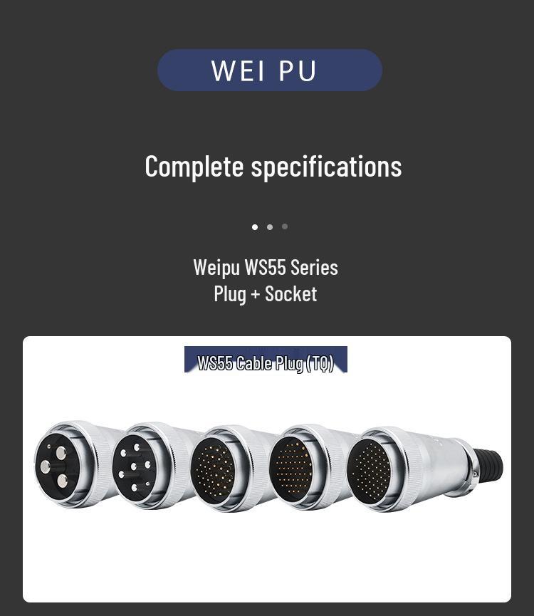 Weipu WS55 Aviation Plug Mating Socket Connector - 4, 7, 40, 53, 61 Pins