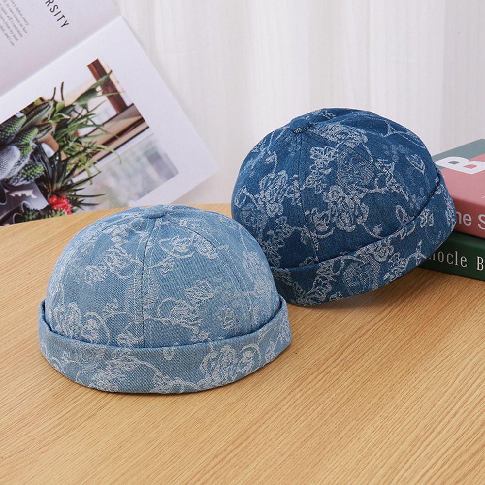 Rolled Cuff Brimless Skullcap Washed Cotton Sailor Hat Fashion Melon Cap Hip Hop Outfits