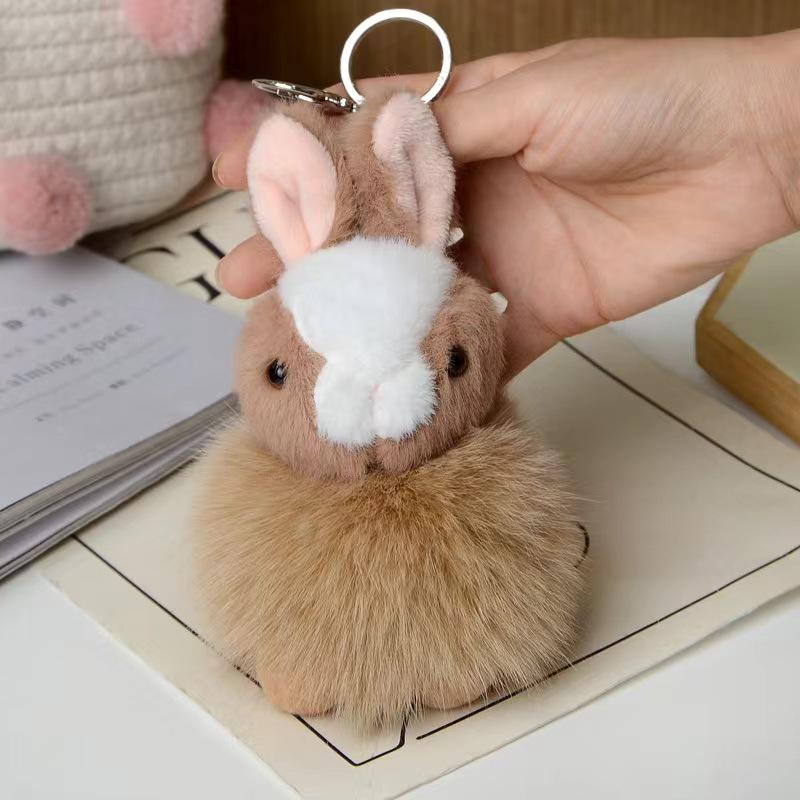 Cartoon Animation Real Fox Plush Rabbit Key Chain Pendant Fashion Kawaii Rabbit Fur Ball Car/Backpack Accessories Ppendant Toy