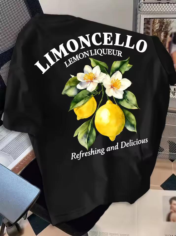 Мужская футболка в ретро-стиле с принтом лимонного ликера Limoncello, с круглым вырезом, коротким рукавом, из полиэстера, с надписью "Освежающий"