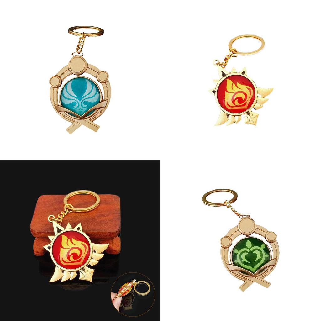 Брелок Genshin Impact Семь Элементов с Дизайном Гео Анемо Электро Дендро Гидро Пиро Крио