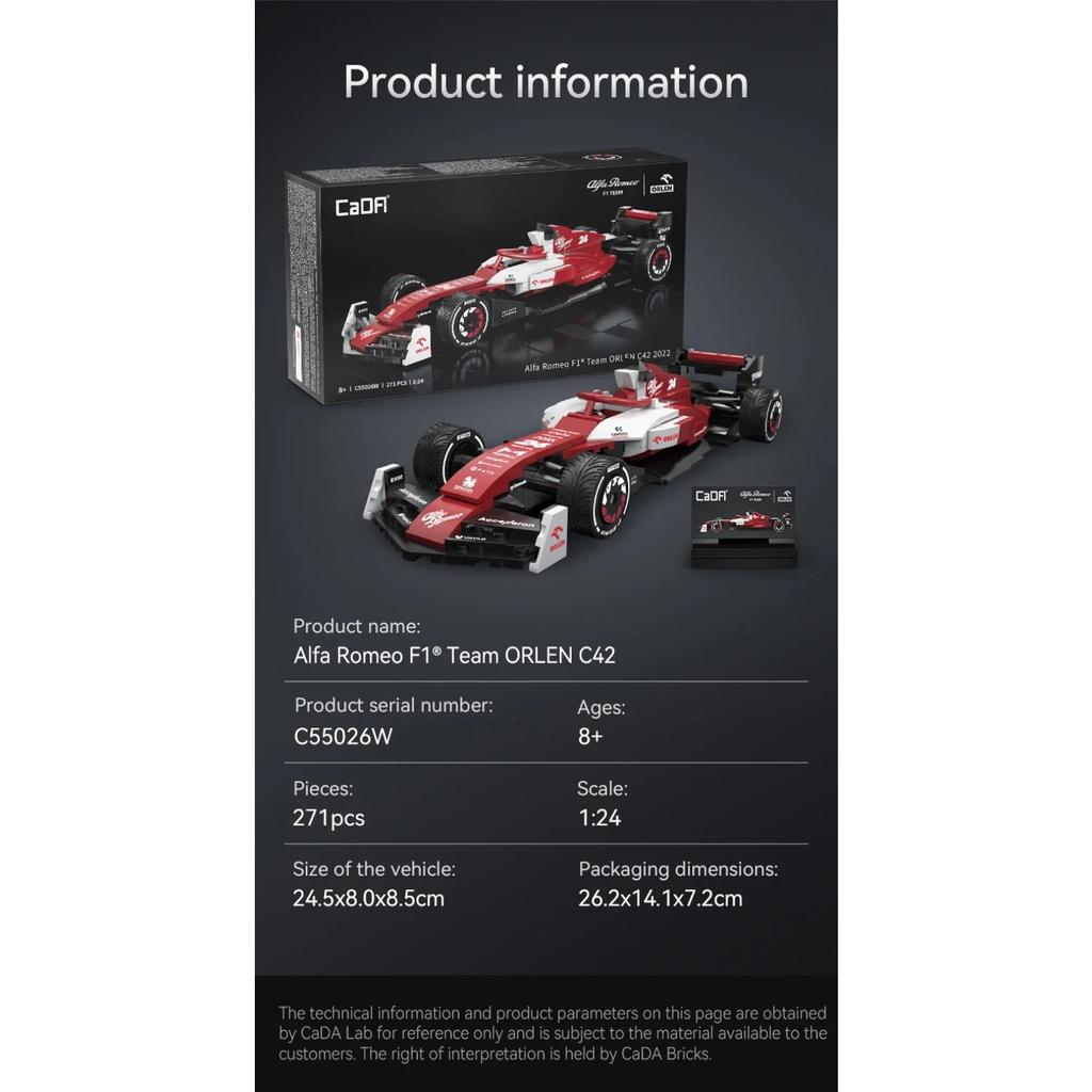 1/24 Alfa Romeo Formula-1 Racing Car F1 Racing Car C42 Sports Car Model Building Blocks City Racing Car Bricks Toys Kid Gift