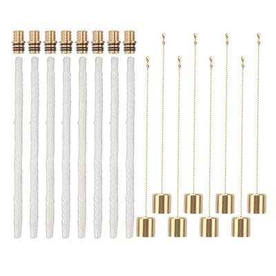 8Pack Wine Bottle Torch Kit Long Life Torch Wicks Brass Fire Wick Holders Caps Wine Bottle Torch
