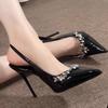 Fashion Women10 Cm Rhinestone Women Pumps Sexy High Heels Elegant Temperament Banquet Shoes Patent Leather Stilettos Pumps Ladies Shoes