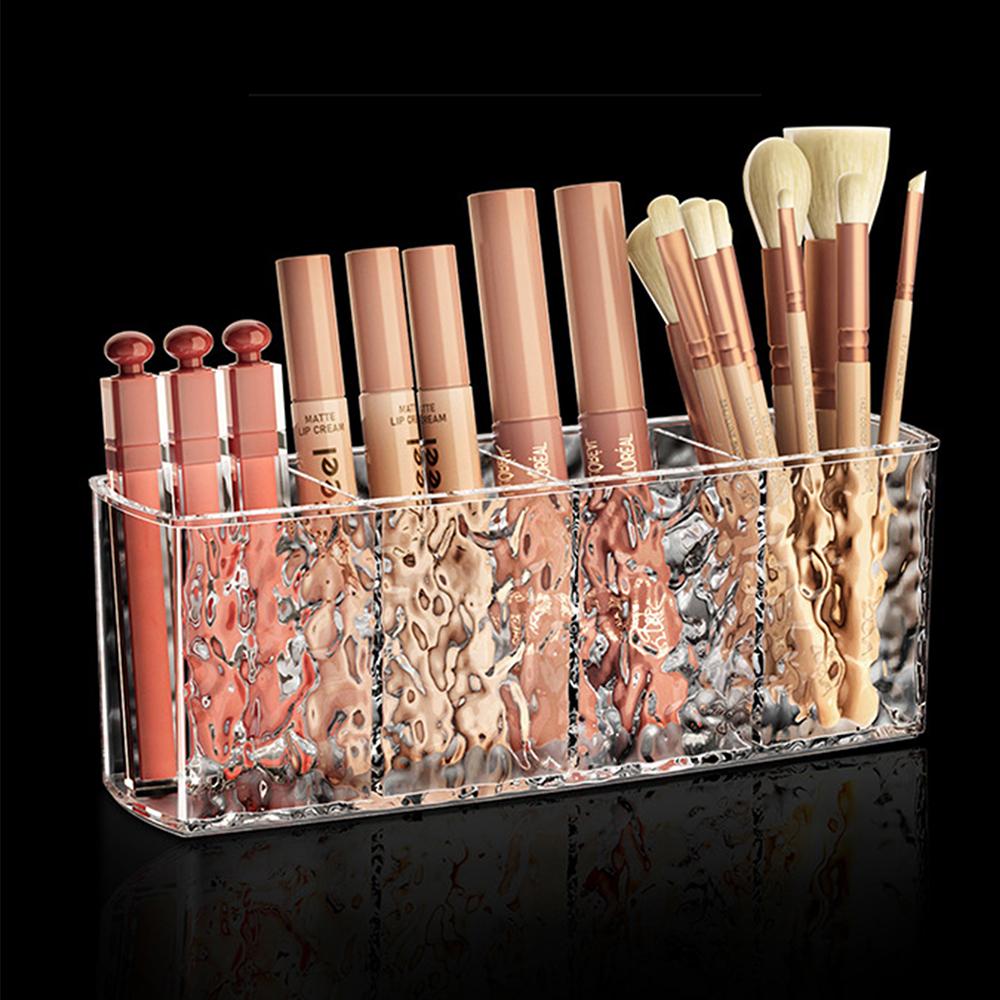 Clear Cosmetic Storage Box, 1pc 3 Slot Makeup Organizer, Eyeliners Eyebrow Pencil Display Case, Pencil Holder For Desk Dresser