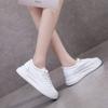 Leather Sneakers Women Pure White Trend Platform Casual Flat Lace-Up Round Toe Comfortable Chunky Vulcanized Shoe