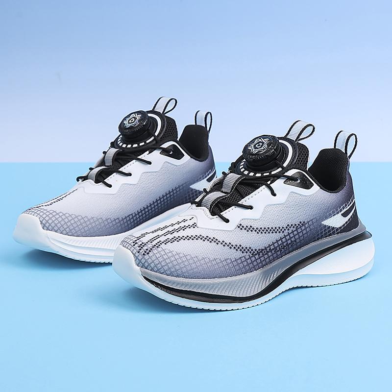 New Rotating Button Boys Breathable Mesh Running Shoes Youth Sports Shoes Children Anti-slip Wear Racing Students