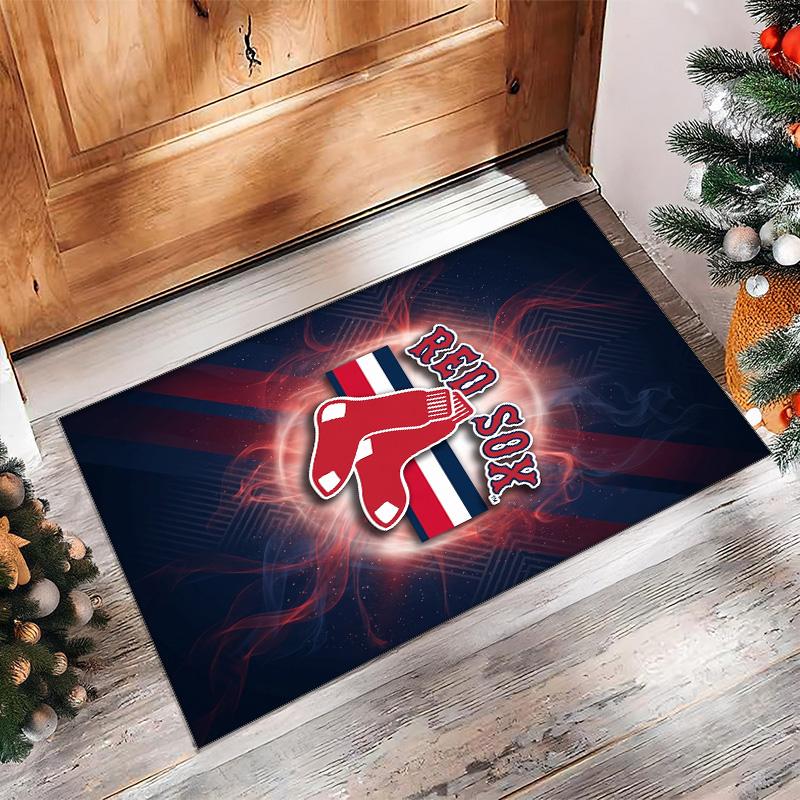 Boston Red Sox Crystal Velvet Carpet Soft Anti?Slip Floor Mat Comfortable Home Living Room Bedroom Decor Rug