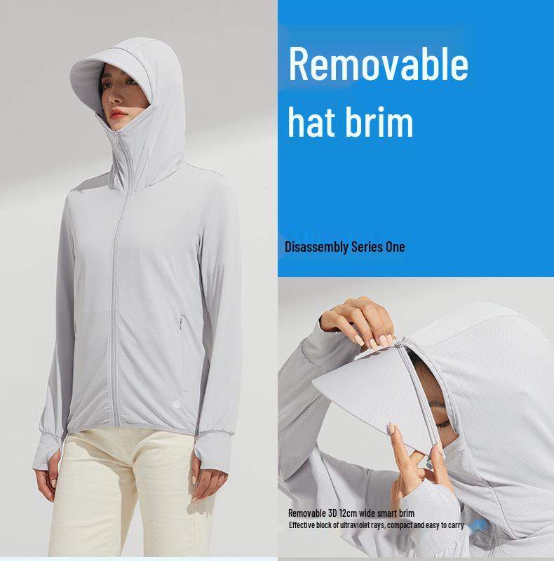 Унисекс летняя куртка из ледяного шелка с защитой от УФ-лучей и съемным козырьком - быстросохнущая, дышащая для рыбалки