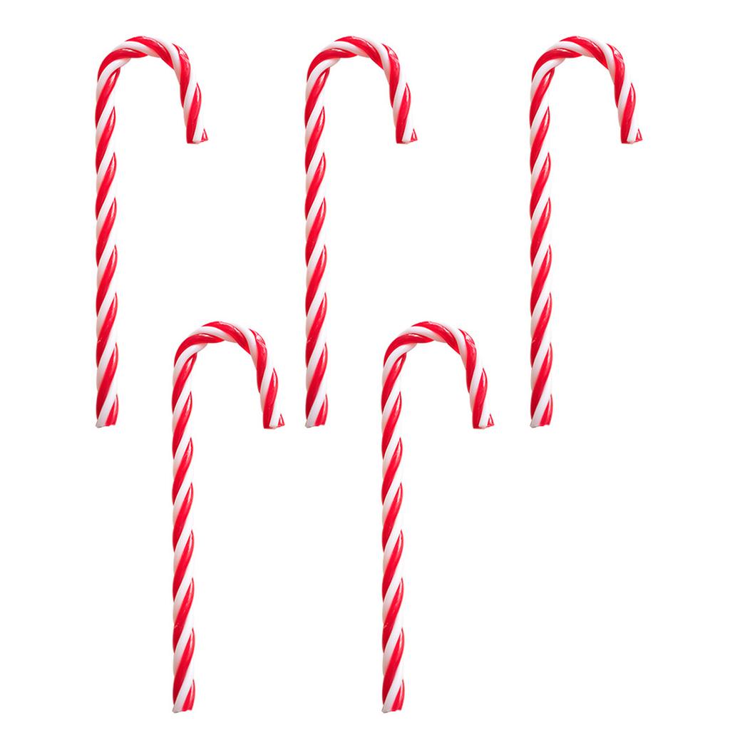 5Pieces Festival Plastic Candy Canes Ornament for Christmas Tree Assorted Color Christmas Party Supplies Decoration